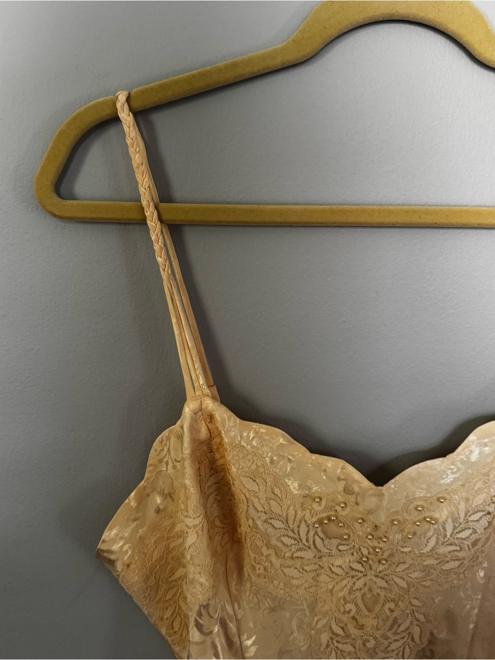 Vintage Victoria’s Secret Gold Label Ivory Satin Lace Nightgown Slip Dress L - Picture 6 of 12